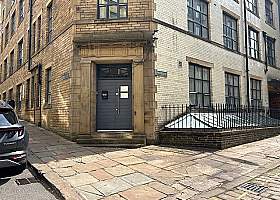 Lower ground floor office suite with prominent entrance, 2, Burnett Street, Little Germany, Bradford, BD1 5AP